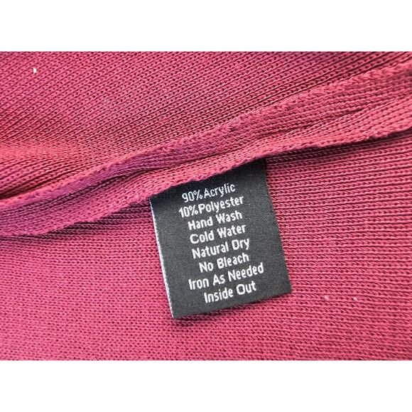 Misook burgandy red S knit open cardigan tunic length vintage business casual - Picture 5 of 9